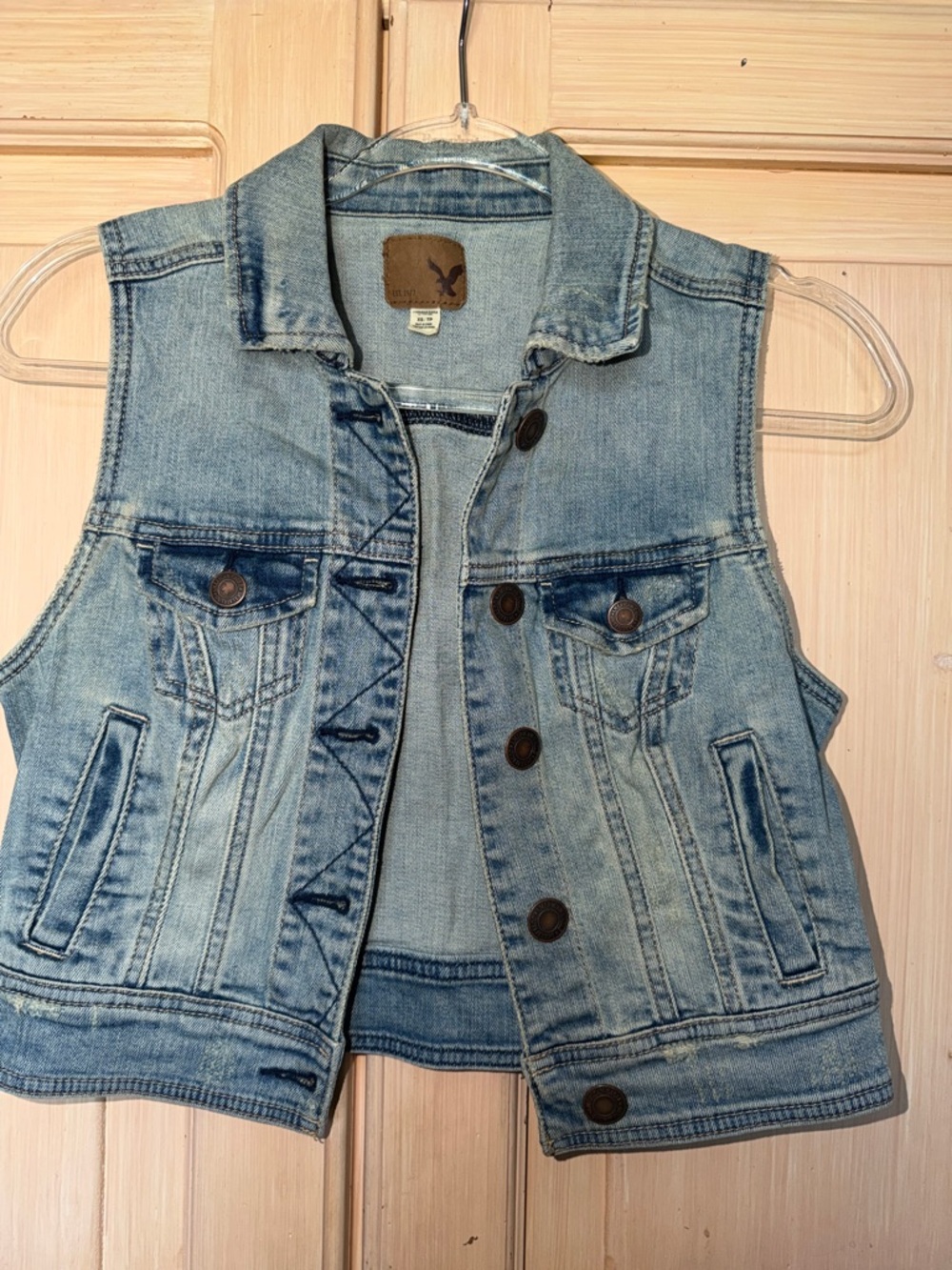 American Eagle Outfitters Light Blue Denim Vest